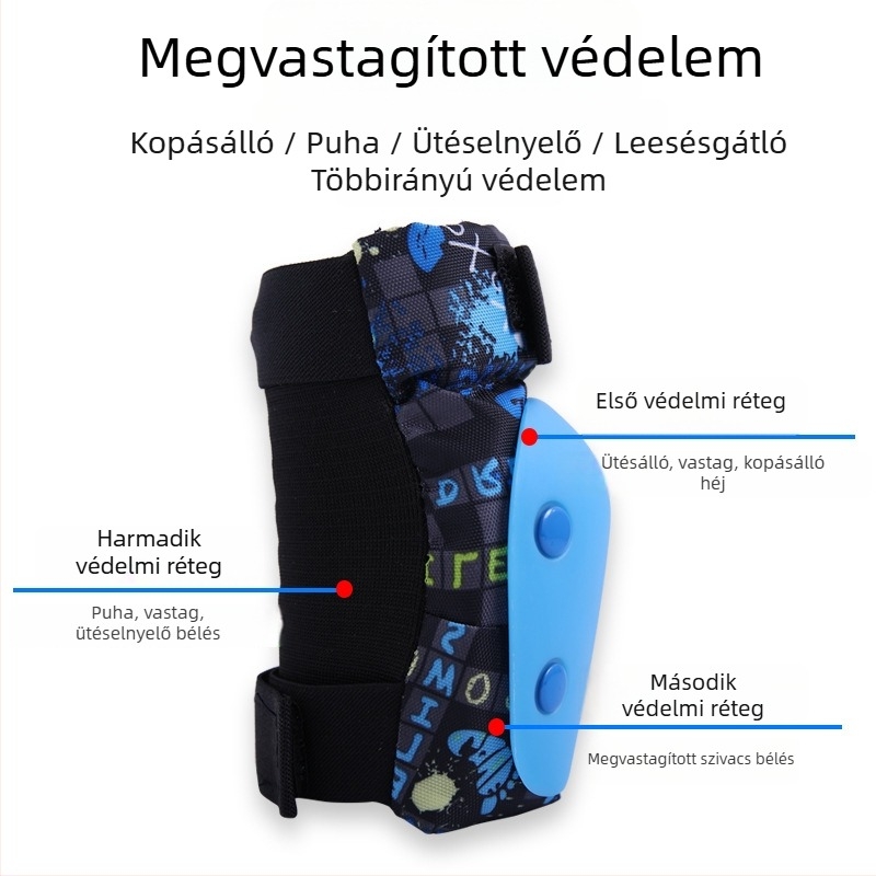 Gyerekeknek készült védőfelszerelés rollerhez — térd-, könyök- és csuklóvédők, habos anyagból