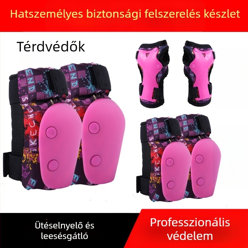 Gyerekeknek készült védőfelszerelés rollerhez — térd-, könyök- és csuklóvédők, habos anyagból