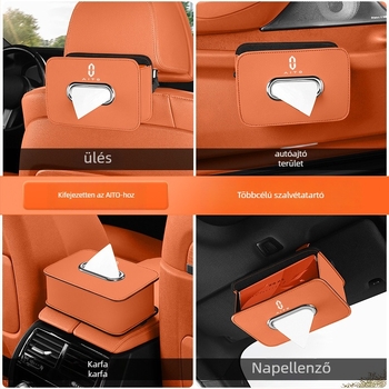Bőr autó belső kiegészítő – hátulra akasztható szalvétatartó, nem személyre szabható