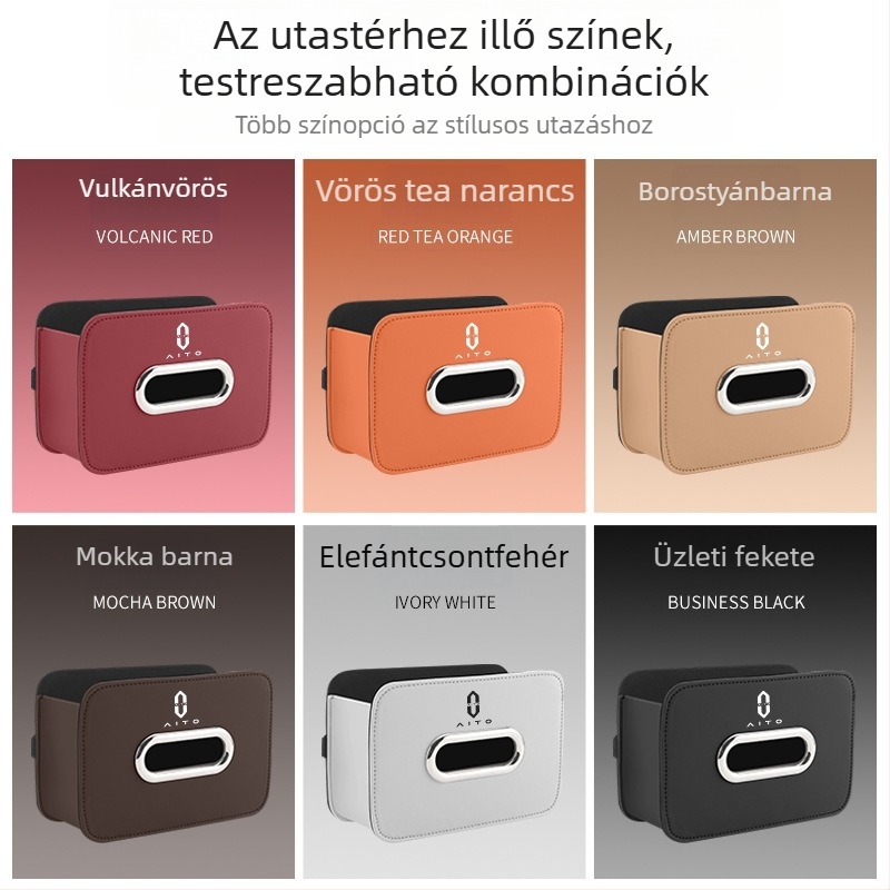 Bőr autó belső kiegészítő – hátulra akasztható szalvétatartó, nem személyre szabható