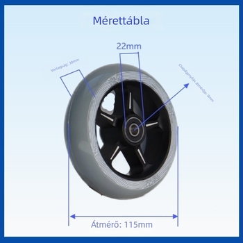 PU kerék alumíniumötvözetből, egysoros kivitelben, skateboardhoz, bevásárlókocsihoz és kerekesszékhez