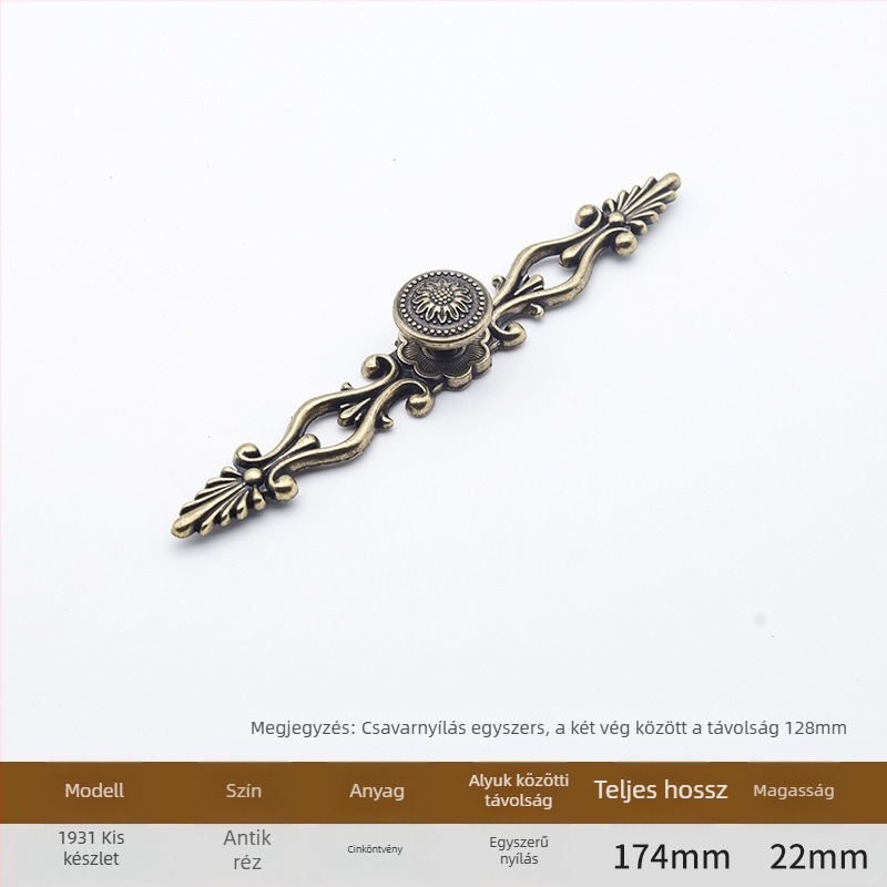 Szekrényajtó fogantyú íves kialakítású, cink ötvözet, öntés, furatok közötti távolság állítható