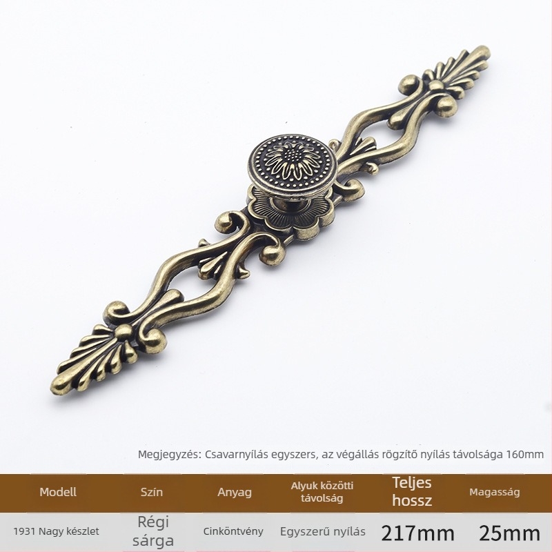 Szekrényajtó fogantyú íves kialakítású, cink ötvözet, öntés, furatok közötti távolság állítható