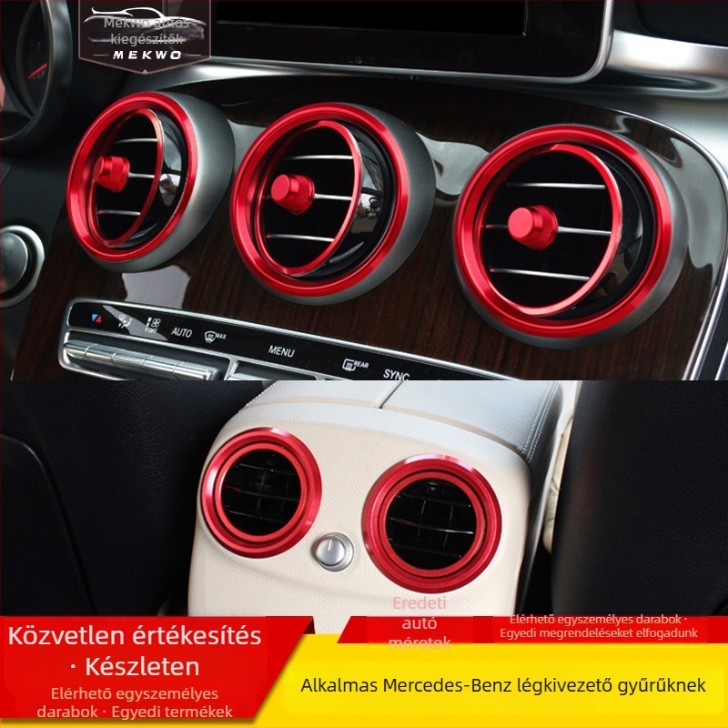 Légkimeneti gyűrű autóhoz — alumínium ötvözet, Modell 0005, Személyre szabható, Nyomtatott logóval