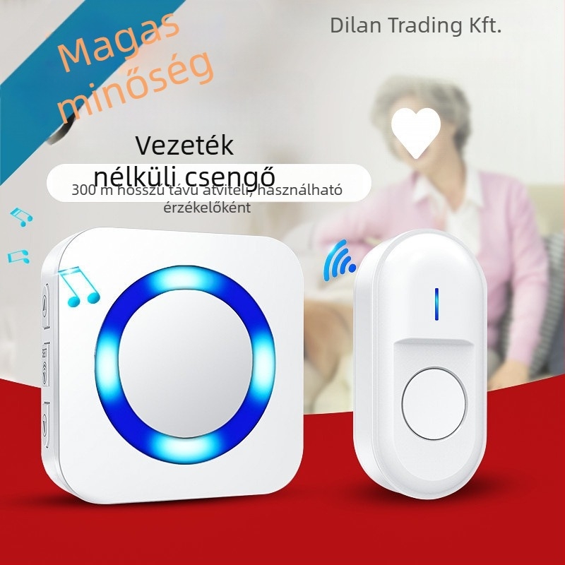 Szenzoros ajtócsengő, újratölthető, 55 dallamok, háztartási használatra