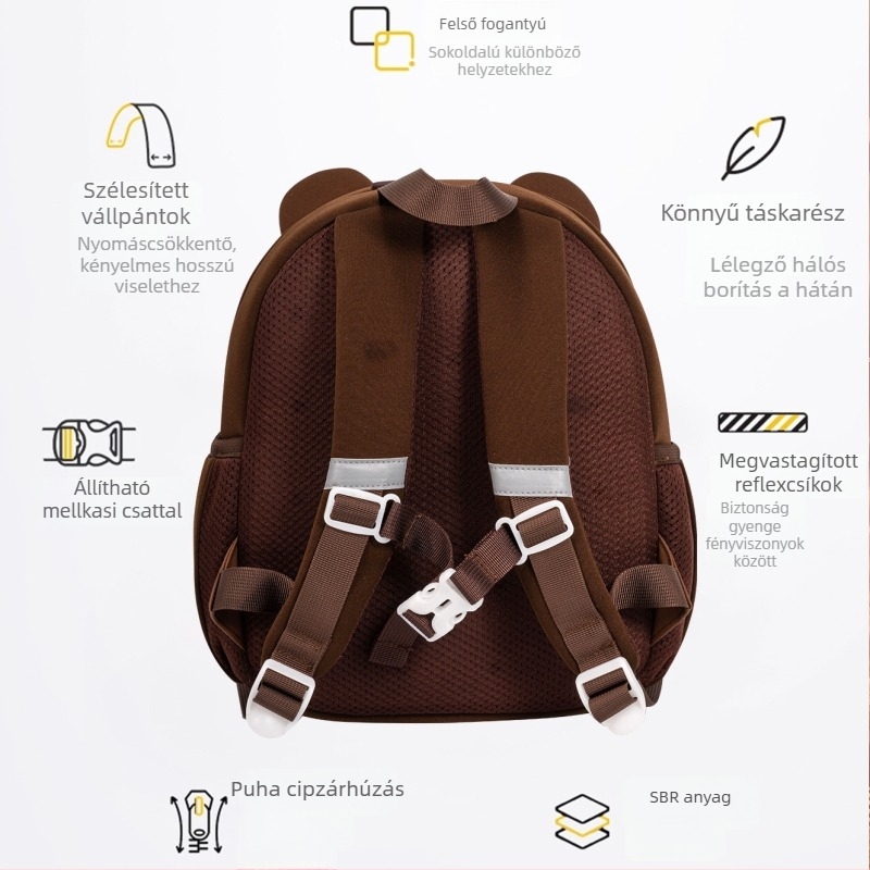 Óvodai hátizsák 3D dizájn, diving cloth anyag, légáteresztő, ultra könnyű, 3–6 éveseknek