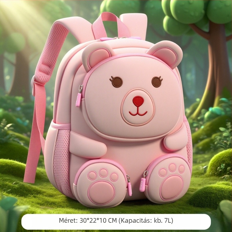 Óvodai hátizsák 3D dizájn, diving cloth anyag, légáteresztő, ultra könnyű, 3–6 éveseknek