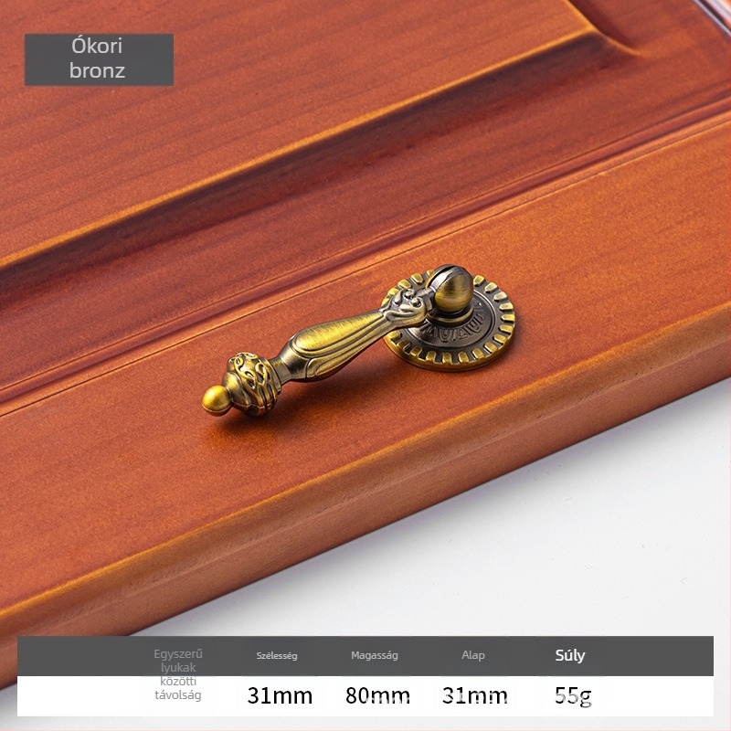 Szekrényajtó kilincs - sárgaréz, elektroplatírozott felülettel, Douglas márka, szekrényajtókhoz