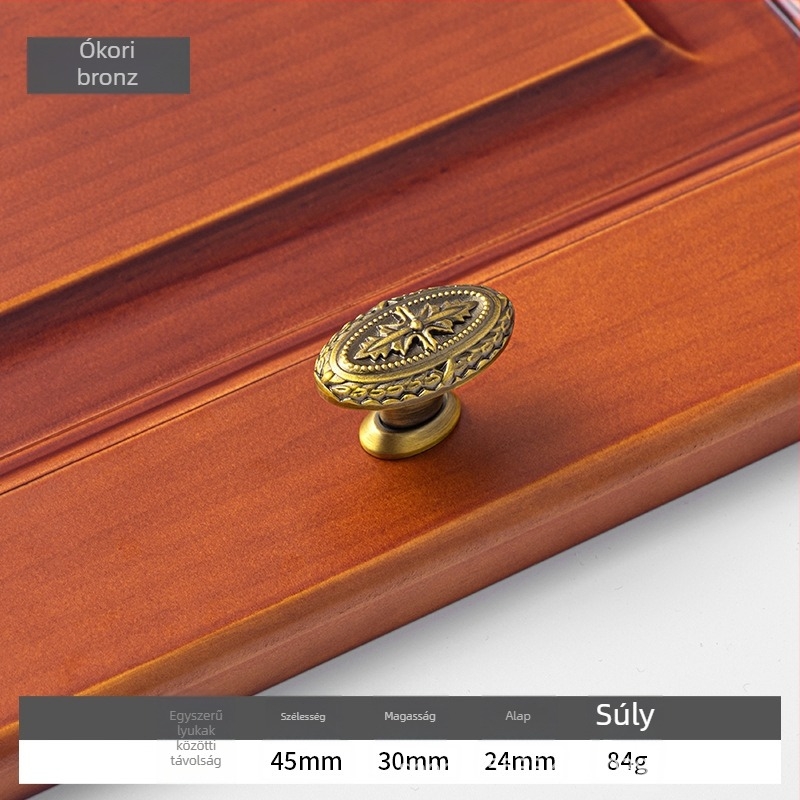 Szekrényajtó kilincs - sárgaréz, elektroplatírozott felülettel, Douglas márka, szekrényajtókhoz