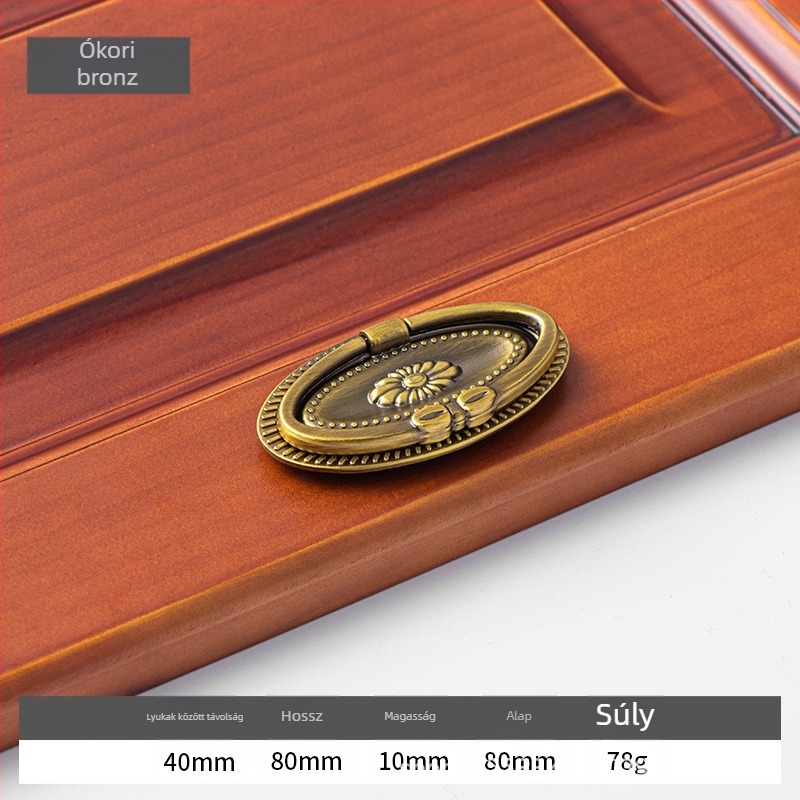 Szekrényajtó kilincs - sárgaréz, elektroplatírozott felülettel, Douglas márka, szekrényajtókhoz