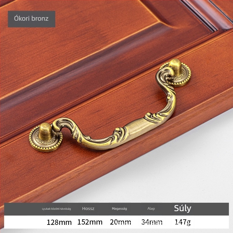 Szekrényajtó kilincs - sárgaréz, elektroplatírozott felülettel, Douglas márka, szekrényajtókhoz