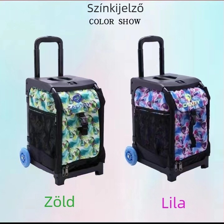 Gyerekeknek készített készlet: görkorcsolya és inline korcsolya védőfelszereléssel, kerekes bőröndben