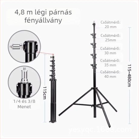 Stúdiólámpa állvány közvetítéshez 2.8 m | Alumínium ötvözet | teherbírás 6 kg | 3 részes tripod | Márka Yuer