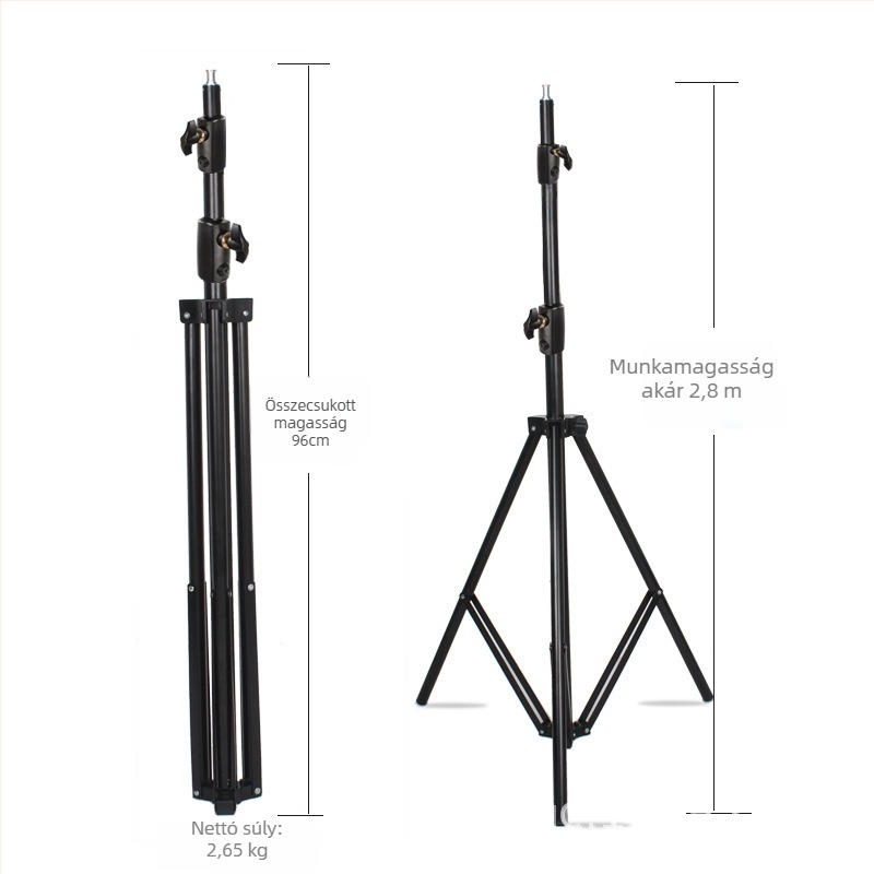 Stúdiólámpa állvány közvetítéshez 2.8 m | Alumínium ötvözet | teherbírás 6 kg | 3 részes tripod | Márka Yuer