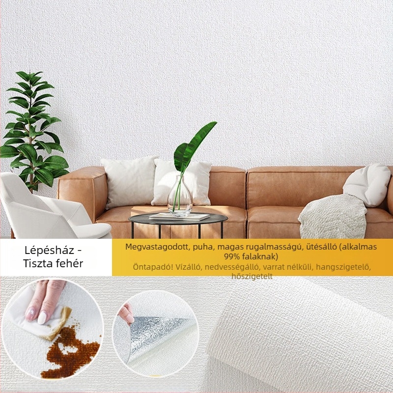XPE habból készült ön tapadó falikép – vízálló és nedvességálló, egyszínű minta, 1 darab, nappali, hálószoba, dolgozószoba számára, minimalist 3D falidekor