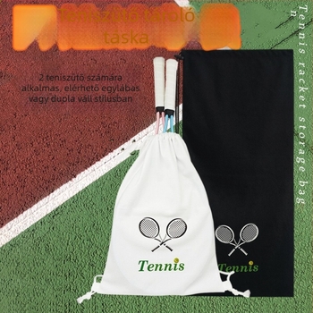 Teniszütő táska húzókötéllel záródó, vállon átvihető, nagy kapacitású, nyomtatott mintázat