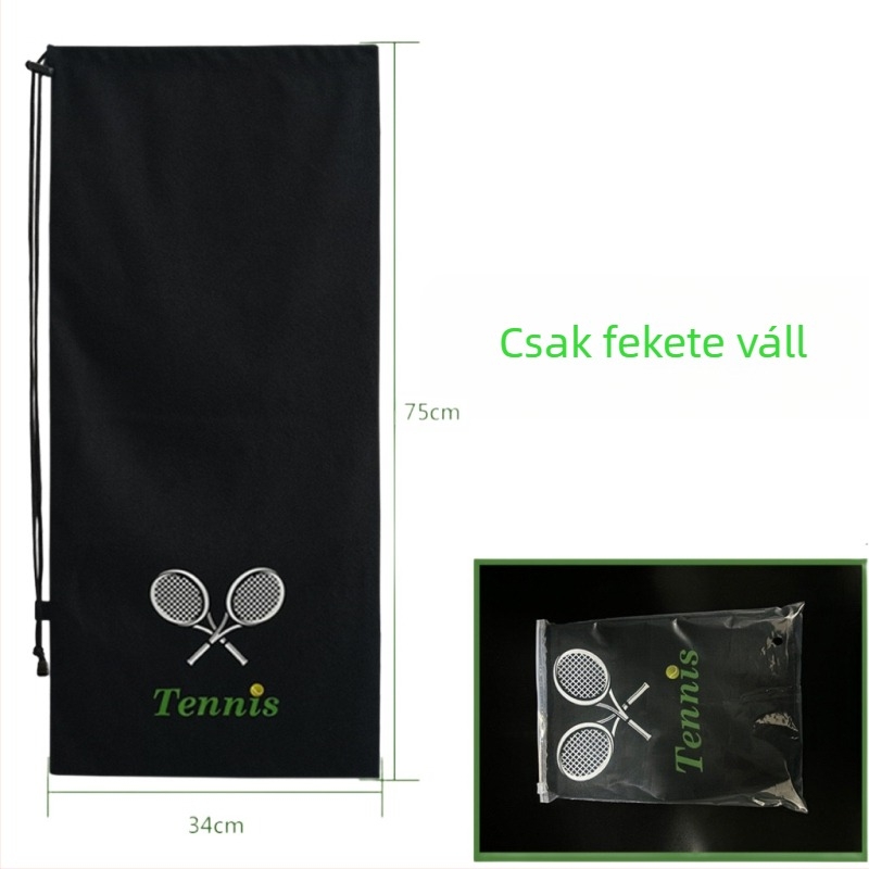 Teniszütő táska húzókötéllel záródó, vállon átvihető, nagy kapacitású, nyomtatott mintázat