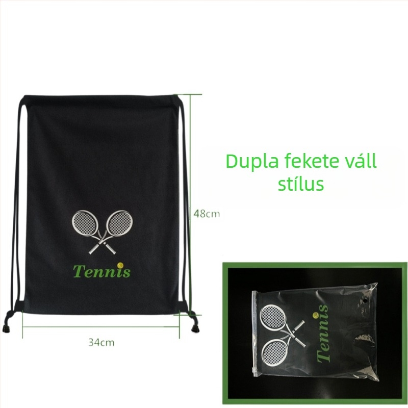 Teniszütő táska húzókötéllel záródó, vállon átvihető, nagy kapacitású, nyomtatott mintázat