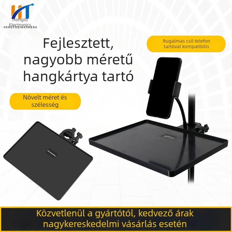 Állítható telefon-tartó tálcával élő közvetítéshez, műanyag hordozható tárolóállvány