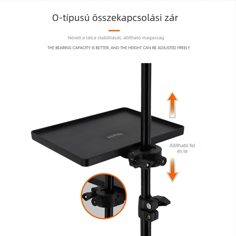 Állítható telefon-tartó tálcával élő közvetítéshez, műanyag hordozható tárolóállvány