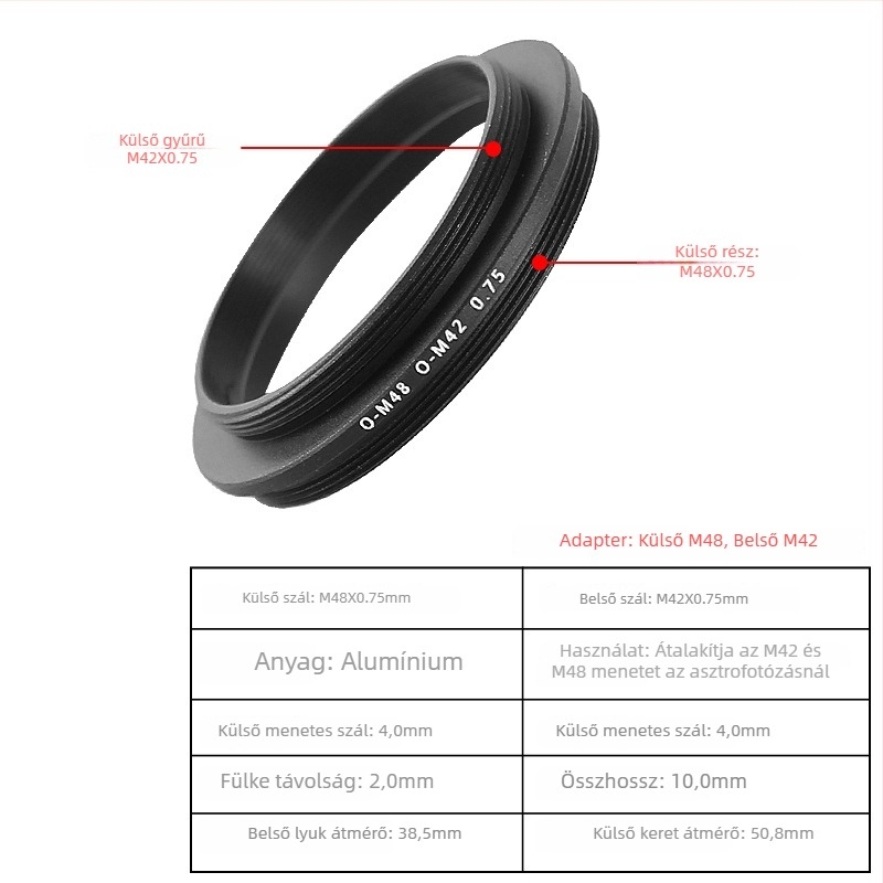 Star Edge M48/M42 kétirányú adaptergyűrű csillagászati teleszkópos fotózáshoz