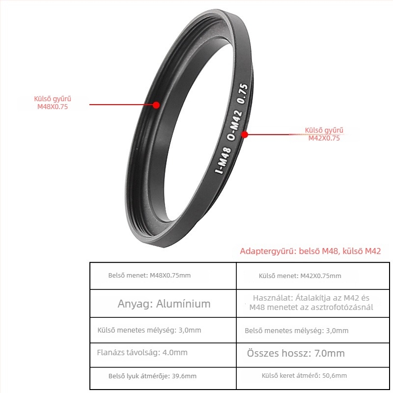 Star Edge M48/M42 kétirányú adaptergyűrű csillagászati teleszkópos fotózáshoz
