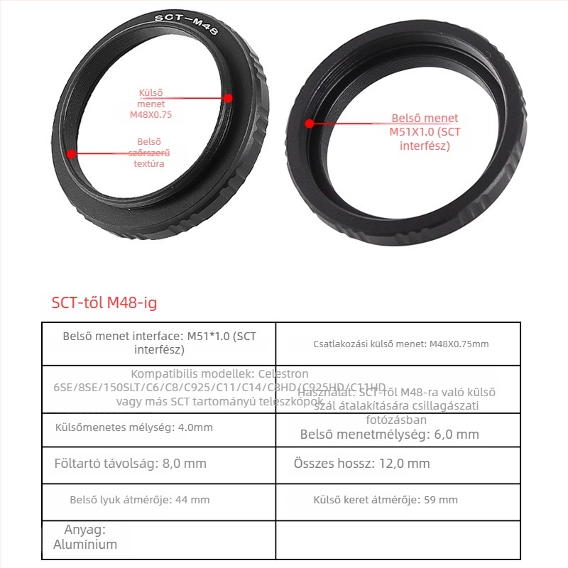 Star Edge M48/M42 kétirányú adaptergyűrű csillagászati teleszkópos fotózáshoz