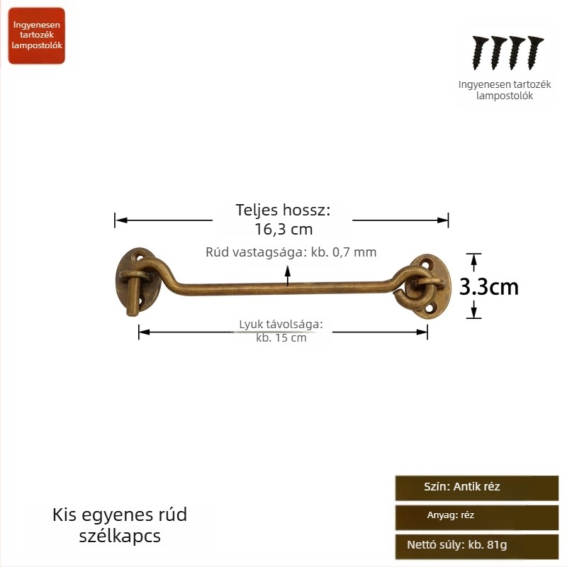 Sárgaréz ablakkampó és zár, polírozott és megöregedett felülettel, Új kínai stílus