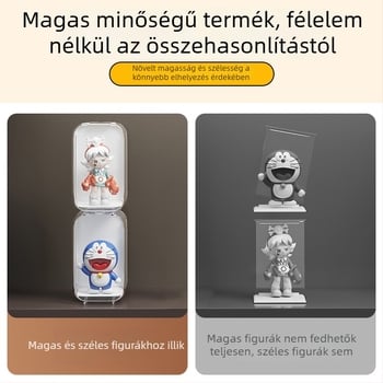 Átlátszó akril vitrín mini figurák és LEGO számára — porvédő, modern minimál stílus; testreszabás elérhető; logó nyomtatás