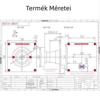 Ipari USB kamera modul IMX678 – 8MP, 4K, 60FPS, USB 3.0, manuális fókusz
