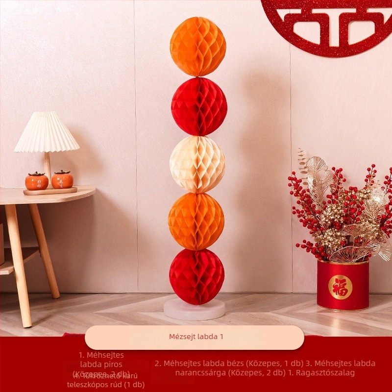 Guangzhou Jiaer Honeycomb ball column lámpa tartó esküvői dekorációhoz; Alkalmazás: Esküvő; Kategória: Helyszíni elrendezési rekvizitum; Anyag: Szalag