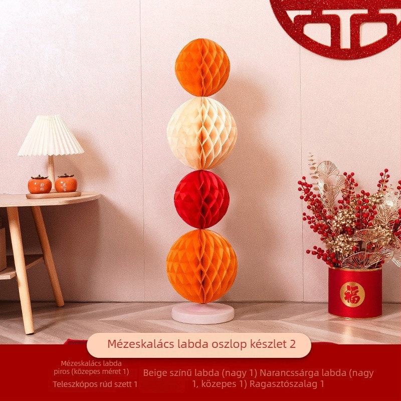 Guangzhou Jiaer Honeycomb ball column lámpa tartó esküvői dekorációhoz; Alkalmazás: Esküvő; Kategória: Helyszíni elrendezési rekvizitum; Anyag: Szalag