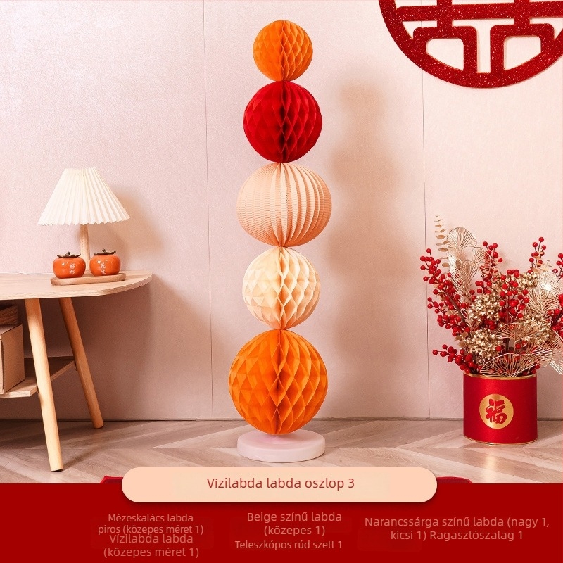 Guangzhou Jiaer Honeycomb ball column lámpa tartó esküvői dekorációhoz; Alkalmazás: Esküvő; Kategória: Helyszíni elrendezési rekvizitum; Anyag: Szalag