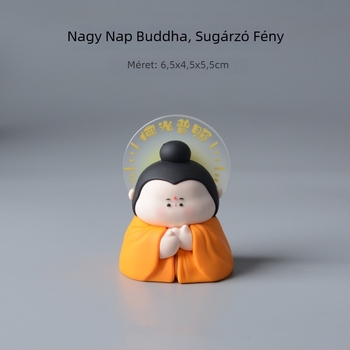 Amitábha Buddha és Guanyin karikatúra szobor gyantából, autó belső dekorációhoz