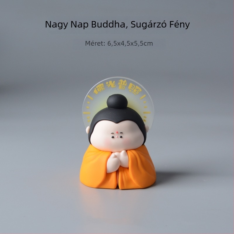Amitábha Buddha és Guanyin karikatúra szobor gyantából, autó belső dekorációhoz