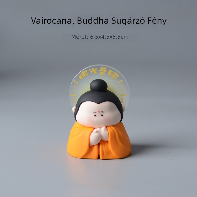 Amitábha Buddha és Guanyin karikatúra szobor gyantából, autó belső dekorációhoz