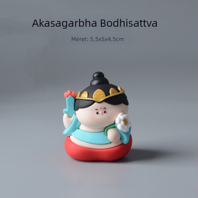 Amitábha Buddha és Guanyin karikatúra szobor gyantából, autó belső dekorációhoz