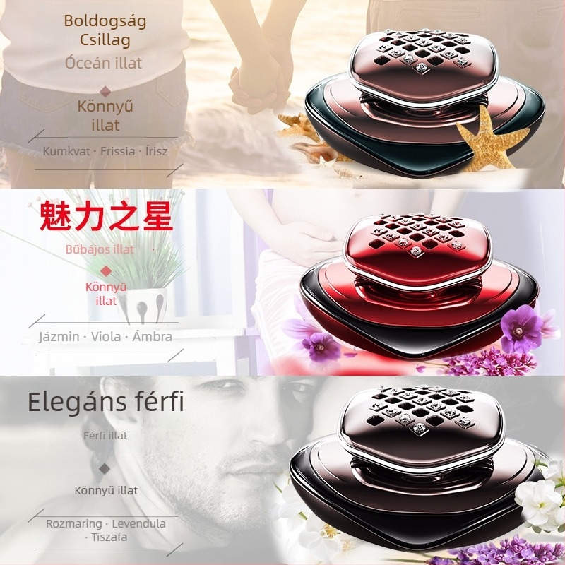 Férfi autóparfüm – Win-win, ülésillat elektroplakolás + üveg, hosszú hatástartamú illat 61–90 nap, illatok Spicy Wood és Elan incense.