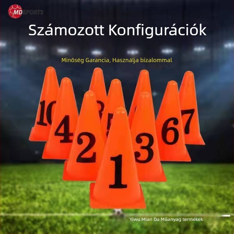 Labdarúgó-edzés segédeszközök: számozott kúp készlet 1–10, márka Unique