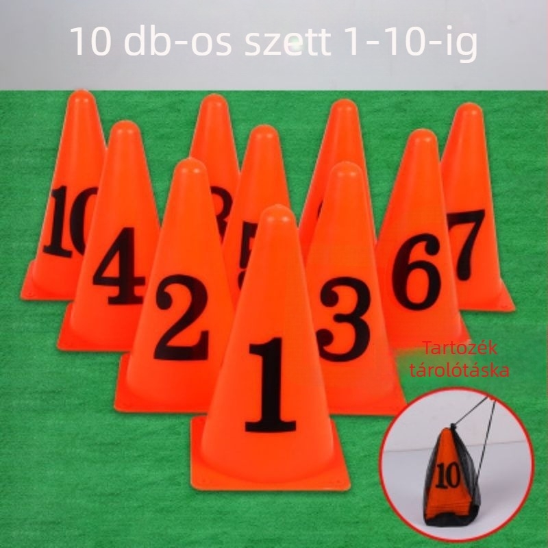 Labdarúgó-edzés segédeszközök: számozott kúp készlet 1–10, márka Unique