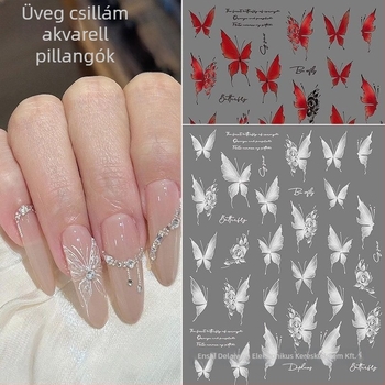 Körömdíszítő matricák akvarell pillangó mintával, egyszerű stílus (Matricák; Ajándék: Üzleti ajándékok; IP: Nem engedélyezett)