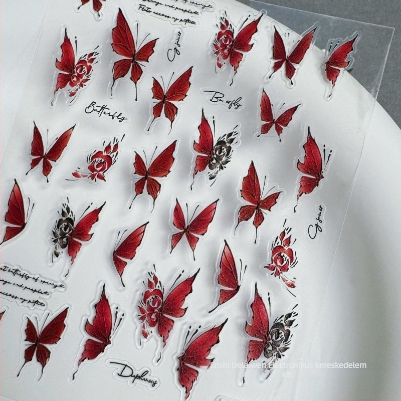 Körömdíszítő matricák akvarell pillangó mintával, egyszerű stílus (Matricák; Ajándék: Üzleti ajándékok; IP: Nem engedélyezett)