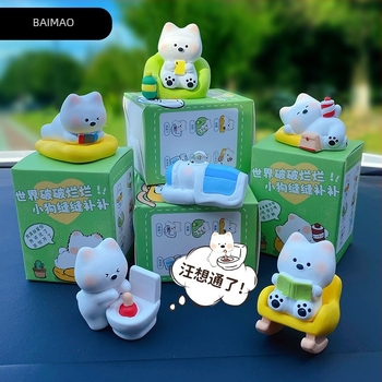Baimao műgyanta West Highland Terrier figurája asztali dekorációhoz, rajzfilmszerű stílus, testreszabható