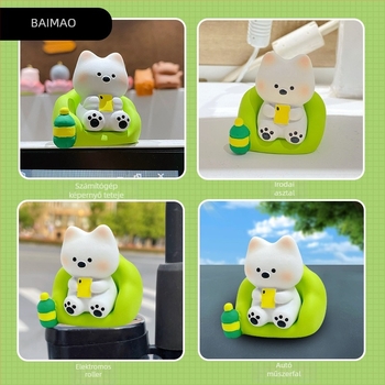 Baimao műgyanta West Highland Terrier figurája asztali dekorációhoz, rajzfilmszerű stílus, testreszabható