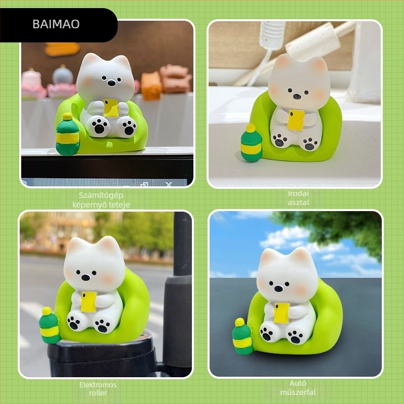 Baimao műgyanta West Highland Terrier figurája asztali dekorációhoz, rajzfilmszerű stílus, testreszabható