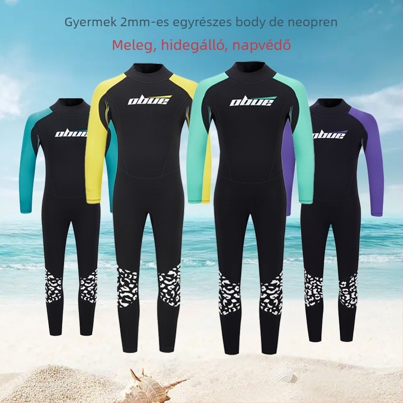Gyermekeknek készült egyrészes neoprén ruha, hosszú ujjú, meleg, gyorsan száradó, UV-védelem, úszáshoz és búvárkodáshoz