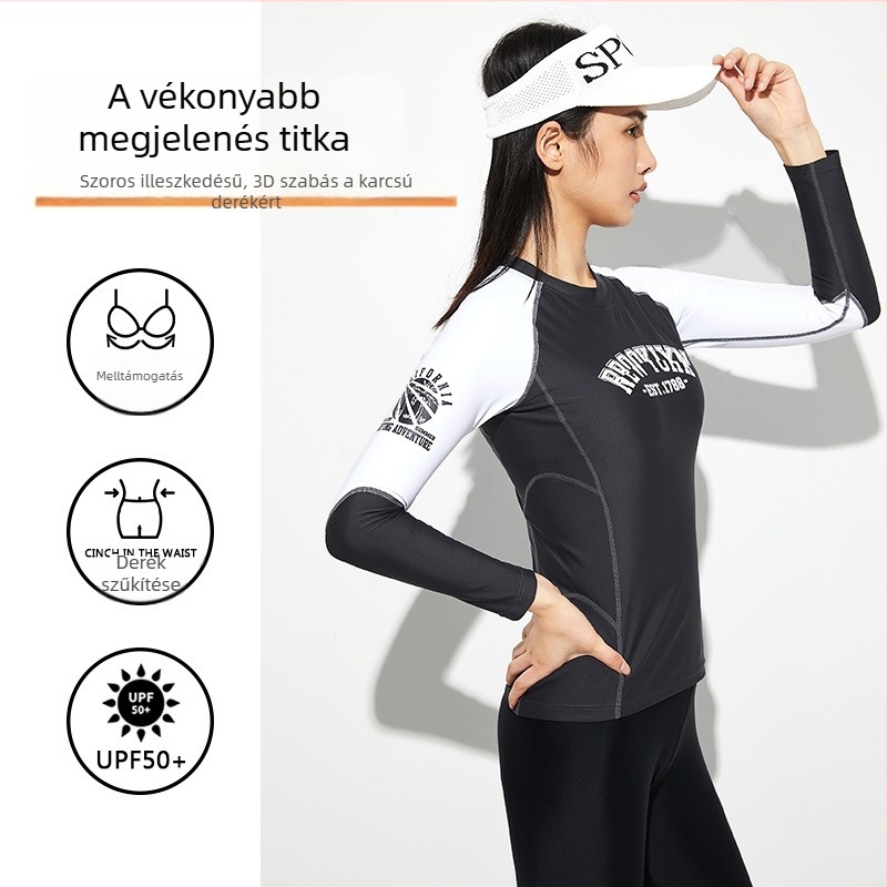 Női hosszú ujjú, két részes fürdőruha, gyorsan száradó, melltámasz, nylon 80% / spandex 20%