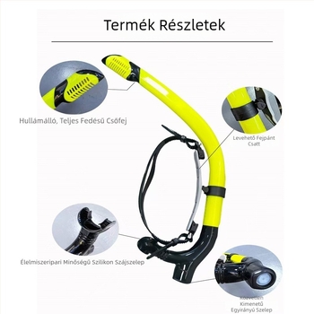 Teljesen száraz snorkel Dry-Top szeleppel és élelmiszer-minőségű szilikon szájrésze felnőtteknek
