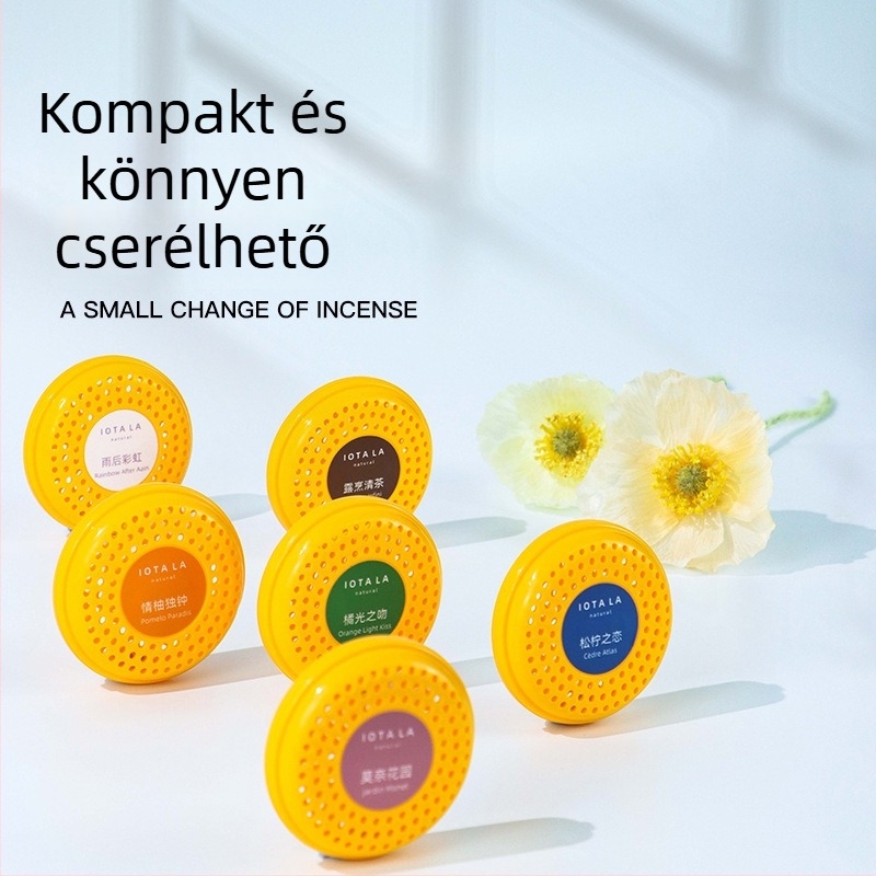 Autó aromaterápiás szilárd illat – bőrös illat, virágos jegyek, klipsz az légkivezetőhöz, ≤5 ml, tartósság több mint 90 nap