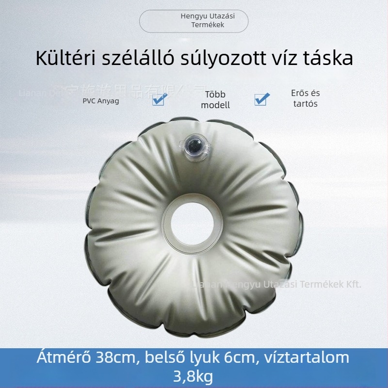 Strand zászló napernyő fém állvánnyal és víztömeggel, szélálló, vízálló PVC anyag, minimalist stílus, Hengyu